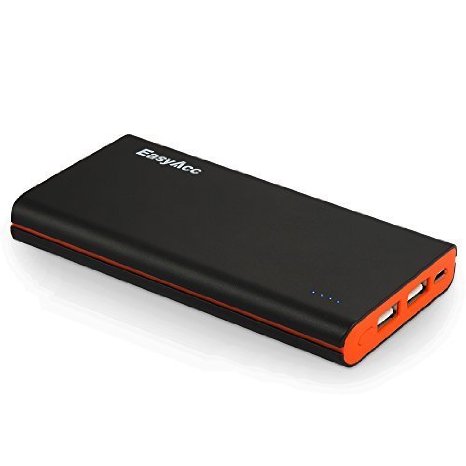 EasyAcc Classic 10000mAh External Battery Brilliant Power Bank Portable Charger for iPhone Samsung Smartphone Tablets Bluetooth Speaker  - Black and Orange