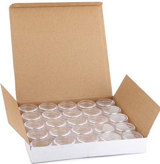 Vivaplex, 25 Clear, 20 Gram Plastic Pot Jars, Cosmetic Containers, With Lids.