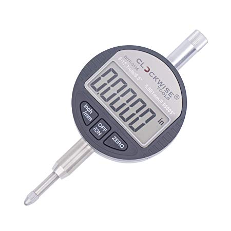 Clockwise Tools DITR-0055 Electronic Digital Dial Indicator Gage Gauge Inch/Metric Conversion 0-0.5 Inch/12.7 mm 0.00005 Inch/0.001mm Resolution with Back Lug Auto Off Featured Measuring Tool