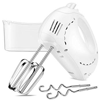 Electric Hand Mixer with Turbo, 5 Speed Hand Beater Kitchen Mixer with 2 Wider Beaters, 2 Dough Hooks and Storage Case