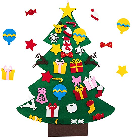 VersionTECH. DIY Felt Christmas Tree, Felt Christmas Tree Set, 30 Pcs Detachable Ornaments, Christmas Window Door Wall Hanging Decorations, As Holiday Xmas New Year Gifts for Toddlers Children Kids