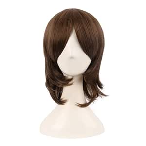 MapofBeauty 16 Inch/40 cm Short Side Bangs Synthetic Fiber Cosplay Layered Wig (Brown)
