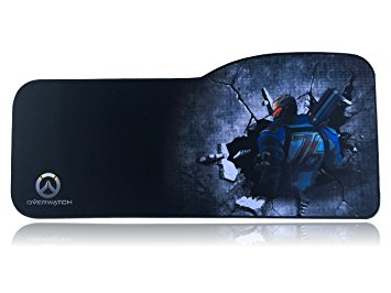 Overwatch Extended Size Custom Professional Gaming Mouse Pad - Anti Slip Rubber Base - Stitched Edges - Large Desk Mat - 28.5" x 12.75" x 0.12" (Soldier: 76)
