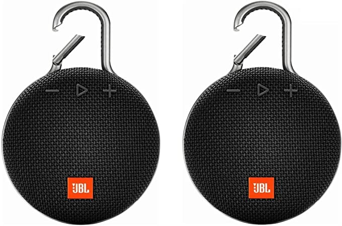 JBL Clip 3 Portable Waterproof Wireless Bluetooth Speaker (Black) - 2 Pack