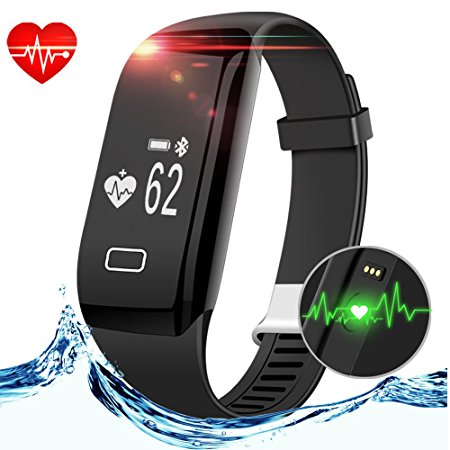 Smart Fitness Tracker, Anmier Heart Rate Fitness Watch Step Track & Sleep MonitorActivity Tracker Waterproof Touch Screen Pedometer Calorie Counter Fitness Bracelet for iPhone & Android phones
