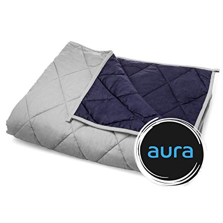Aura Premium Weighted Blanket, AuraGrid Technology, Gray/Navy, 60”x80”, 20lbs