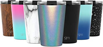 Simple Modern 12oz Classic Tumbler Travel Mug with Clear Flip Lid & Straw - Coffee Vacuum Insulated Gift for Men and Women Beer Pint Cup - 18/8 Stainless Steel Water Bottle Shimmer: Blue Moonstone