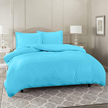 Nestl Bedding Duvet Cover 2 Piece Set – Ultra Soft Double Brushed Microfiber Hotel Collection – Comforter Cover with Button Closure and 1 Pillow Sham, Beach Blue - Twin (Single) 68"x90"