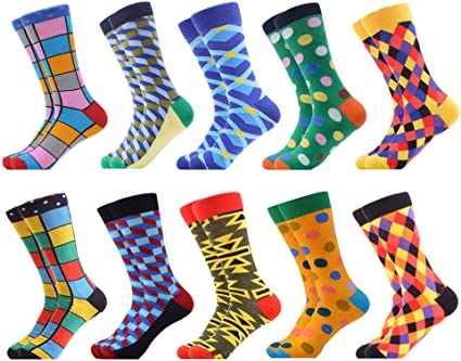 WeciBor Men's Dress Cool Colorful Fancy Novelty Funny Casual Combed Cotton Crew Socks Pack