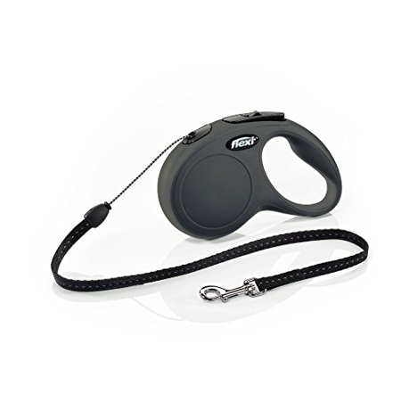 Flexi New Classic Retractable Dog Leash, Tape, Black, Large/16’, For Dogs up to 110 lbs