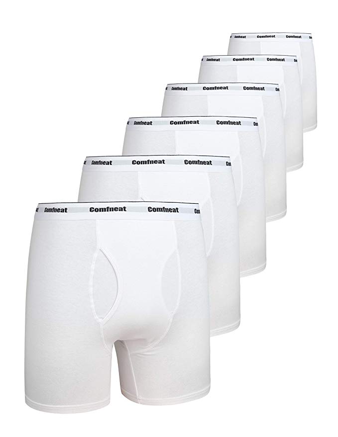 Comfneat Men's Boxer Briefs 6-Pack S-XXL Tagless Underwear Soft Cotton Spandex
