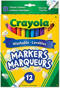 Crayola 12 Washable Fine Line Markers Arts & Crafts