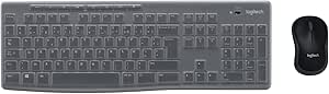 Logitech MK270 Desktop for Education avec Protection en Silicone, Clavier et Souris sans Fil pour Windows, USB 2,4 GHz, Souris compacte, 8 Touches multimédia, PC, AZERTY France Layout - Noir