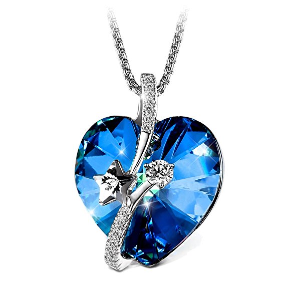 T400 Jewelers "Shooting Star" Heart Swarovski Elements Crystal Pendant Necklace Love Gift