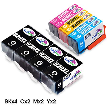Kingway 920XL Ink Cartridge for Officejet 6500 6500A 7500 7500A 7000 6000 E709 E710 Printer 10 Pack(4 Black,2 Cyan,2 Magenta,2 Yellow)