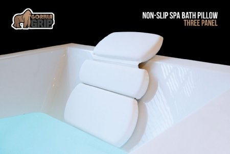 The Original GORILLA GRIP (TM) Non-Slip Spa Bath Pillow Featuring Powerful Gripping Technology, 19.5" x 15", Luxury 3-Panel Design.