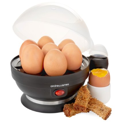 Andrew James Electric Egg Boiler In Black, With Poacher and Steamer Attachments - 7 Egg Capacity & 2 Year Warranty