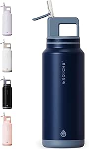 GROSCHE Alpine Flip n' Sip 40oz Insulated Water Bottle - Stainless Steel, Leakproof Flask with Straw - Perfect for Gym, Travel & Outdoor Use - Keeps Water Cold Upto 60 hrs - Mountain Blue