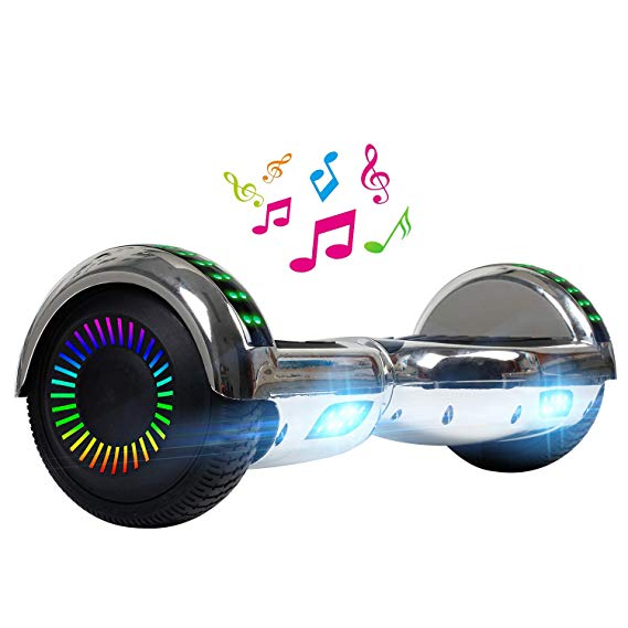 CBD Chrome Hoverboard for Kids, 6.5" Electric Self Balancing Scooter, Hoverboard with Bluetooth Speaker and LED Lights, UL 2272 Certified Hover Board …