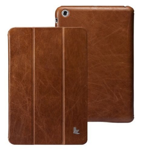 Jisoncase Vintage Genuine Leather Smart Cover Case for iPad mini 3 and iPad mini 2 and iPad mini JS-IM2-01A20-Brown