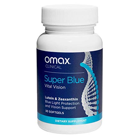 Omax Lutein Zeaxanthin Blue Light Blocking Supplements, AREDS2 Eye Vitamins, Prevent Macular Degeneration, Eye Health, Lutein 20 MG, Zeaxanthin, Blueberry, Melon Antioxidant, 30 Softgels