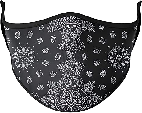 Top Trenz Reusable Face Mask Made with Stretch Cloth for Everyday Use - Indoor/Outdoor Face Cover -BLACK Bandana - One Size Fits Most Ages 10