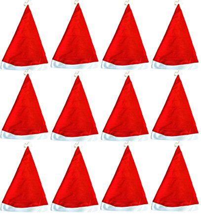 1 Dozen- Economy Santa Hats-Adult size-ONE SIZE FITS ALL, Style May Vary