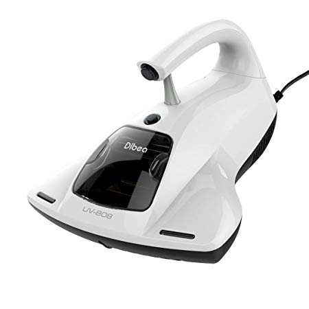 Dibea Anti-Dust Mites UV Bed Vacuum Cleaner with hepa Filtration Corded Handheld, 15Kpa Powerful Suction with UV Light for Eliminating Dust Mites Bed Bugs Allergens Pollen, White UV808
