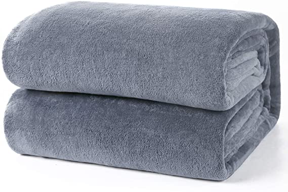 HOKEKI Soft Blanket,Flannel Fleece Blanket,All Seasons Warm Throw Blanket for Nap,Fluffy Microfiber Bed Blanket for Sofa,Couch (Grey, King(108''X90''))