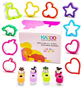 Kazoo Cutters for Kids-5 Sandwich Cutters, 5 Cookie Cutters and Bonus 8 Vegetable/Fruit Cutters