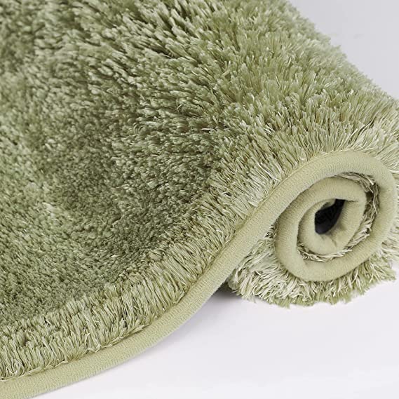 MAYSHINE Luxury Non Slip Absorbent Densely Microfiber Bath Mat, Soft Plush Bathroom Rug, Machine Washable Thick Shaggy Bath Rug for Bathroom, Bathtub, Shower, Washroom (60X100 cm Sage Green)