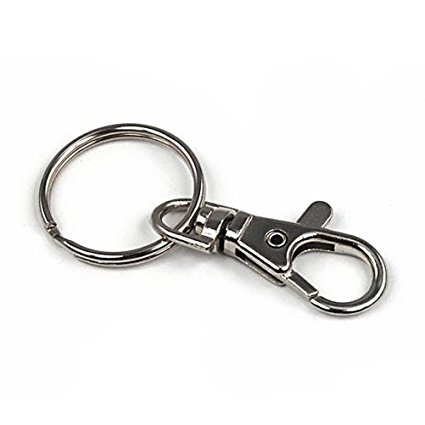 TinkSky 20 Sets of Large-sized Detachable Swivel Lobster Clasps Keychains 25mm Key Rings (Silver)