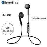 Upgrade Version Bluetooth V41 Wireless Stereo Bluetooth Earphones Headphones with Apt-x CVC60 Noise Cancellation Intelligent Tech Built-in High Sensitivity HD MicrophoneSupport Voice Control Function and Say Yes or NoBlack