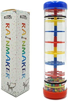 Here Fashion 8'' Beaded Raindrops Rainmaker Rattle Toddler Musical Toy for Preschool Kid or for Teaching