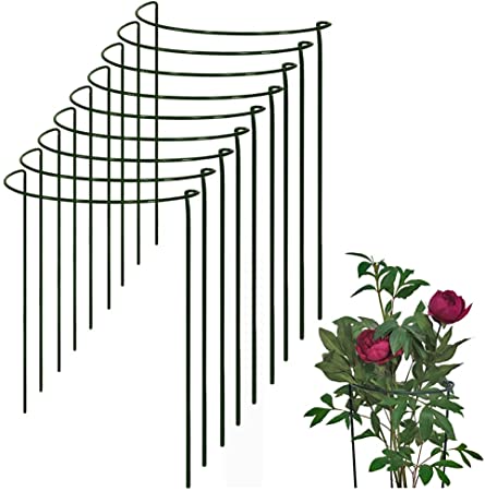 Bow Plant Supports for Peonies, Hydrangea, Roses, etc - Strong Metal Garden Supports - Interlinking to make rows, circles, cloverleaves, etc (Pack of 9 - Medium (60cm high x 30cm wide))