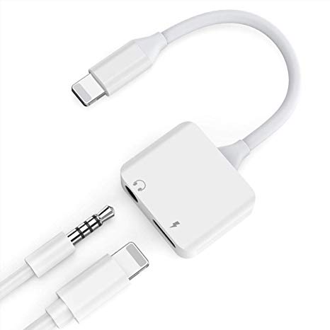 Headphone Adaptor for iPhone Adaptor to 3.5mm Converter Earphone Adaptor for iPhone X 10 8/7 Plus Accessories Headphone Cable Splitter Audio Jack Headphone Cable Earbud Adapter Support iOS 12