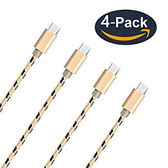 Micro USB Cable, 3.3FT 4-Pack Nylon Braided High Speed 2.0 USB to Micro USB Charging Cables Android Fast Charger Cord for Samsung Galaxy S7 Edge/S6/S5/S4,Note 5/4,LG,Nexus,Android Smartphones and More