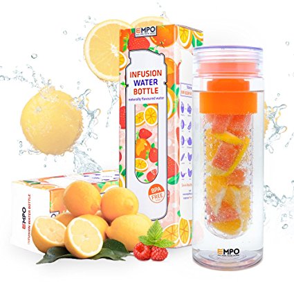 Infuser Water Bottle EMPO Fruit Tea Sports Bottle BPA-Free Tritan 27 Oz with FREE Recipe eBook - Leak Proof - Large Capacity Ideal summer Gift - Multiple Color Options