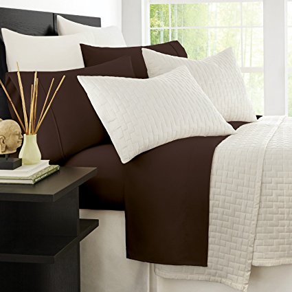 Zen Bamboo 1800 Series Luxury Bed Sheets - Eco-friendly, Hypoallergenic and Wrinkle Resistant Rayon Derived From Bamboo - 4-Piece - King - Brown
