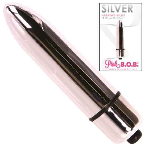 Pink BOB Silver Vibrating Bullet Adult Sex Toy Vibrator for Women - Strong Vibrations - Discreet Bedroom Personal Massager - Better Orgasms for Her