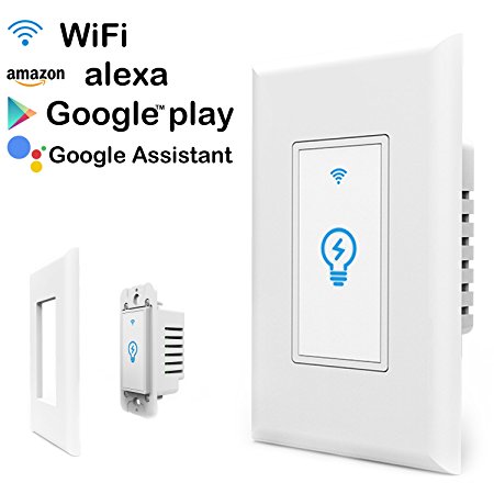 Megadream WiFi Smart Wall Light Switch, Wireless Wall Switch Timing Function Voice Control with Alexa Mobile Phone Remote Control Automatic Control Your Devices from Anywhere