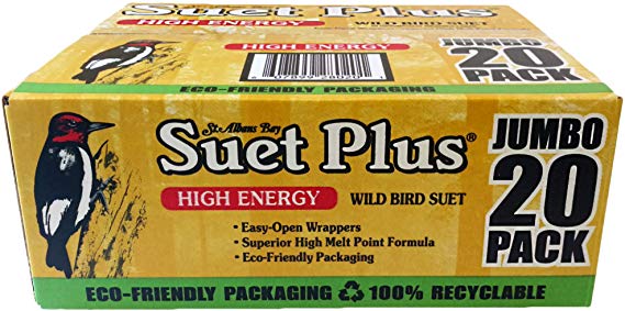 St. Albans Bay Suet Plus High Energy Suet Cakes | 20 Pack of 11 oz. Suet Cakes for Wild Birds