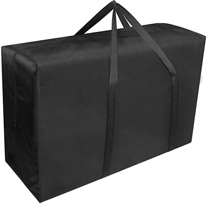 Exqline Large Storage Bag 165L Extra Large Moving Bag with Zips Strong Underbed Storage Bag 1680D Oxford Organizer Bag Ideal For Bedding, Duvets, Pillows, Clothes or Moving Home (Black, XL)