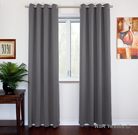 NIM Textile Grommet Curtains Thermal Insulated Blackout Drapes, 110"W x 84"L, 2-Panels Set, Dark Gray, Sofiter Collection