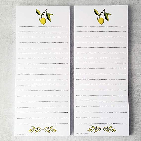 Lemon and Olive Branch Refrigerator Notepads - SET OF TWO PADS