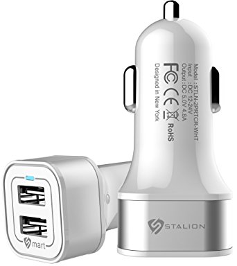 Stalion 2-Port USB Dual Rapid Travel Vehicle Car Charger for iPhone 6 6s 7 Plus Samsung Galaxy S7 S6 Edge  Universal Smartphones & Tablets (White)