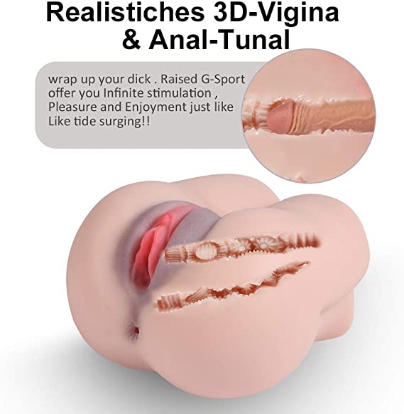 Male Masturbators Pussy Ass Sex Doll for Men Masturbation, Adorime 3D Realistic Virgin Butt Stroker Adult Toys with 2 Openings and Built-in Functional Tighten-Rings for Intense Stimulation(6.15lb)