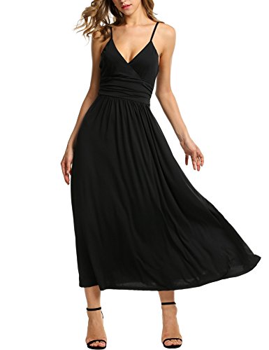 Beyove Women's V-neck Empire Waist Maxi Dress Spaghetti Strap Faux Wrap Long Dress