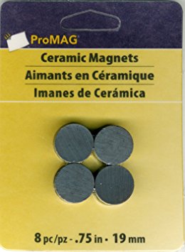ProMag AFG12507 Round Ceramic Magnet, 0.75-Inch, 8-Pack