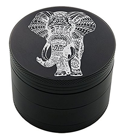 Elephant Laser Etched Design 4pcs Large Size Herb Grinder With FREE Scraper Item # ETCH-G012317-66